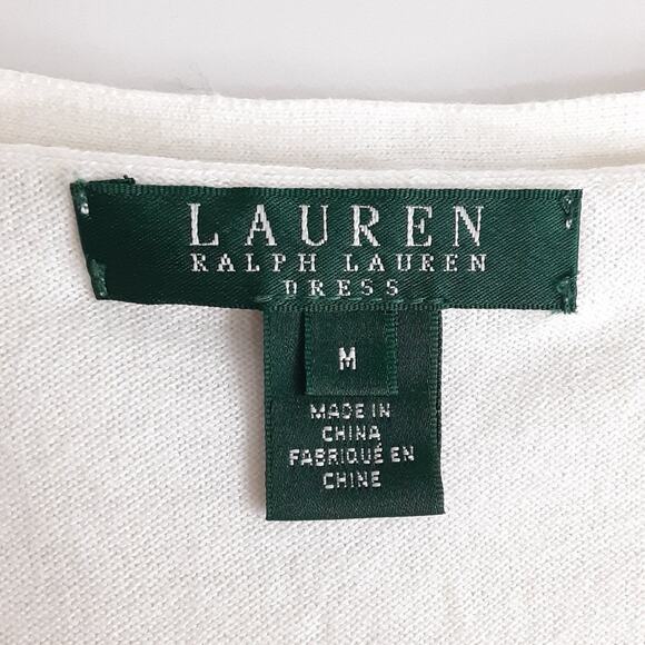 Lauren Ralph Lauren Green Label Tiny Button Cardigan Sweater Cream V Neck Y2K M - Picture 4 of 9